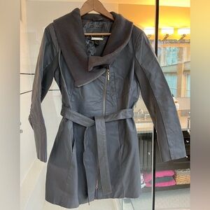 IMAN Leather Coat with Belt